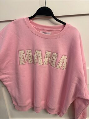 Grayson Threads Pink MAMA Appliqué Crewneck Sweatshirt NWT